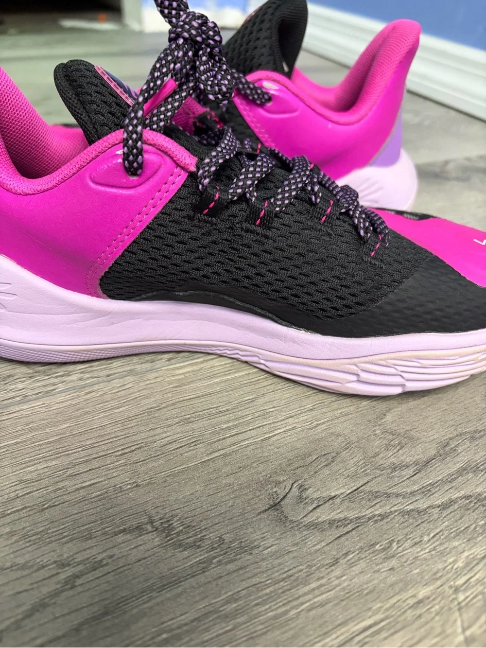 Under Armour Curry 11 'Girl Dad' Black and Hot Pink Athletic Sneakers